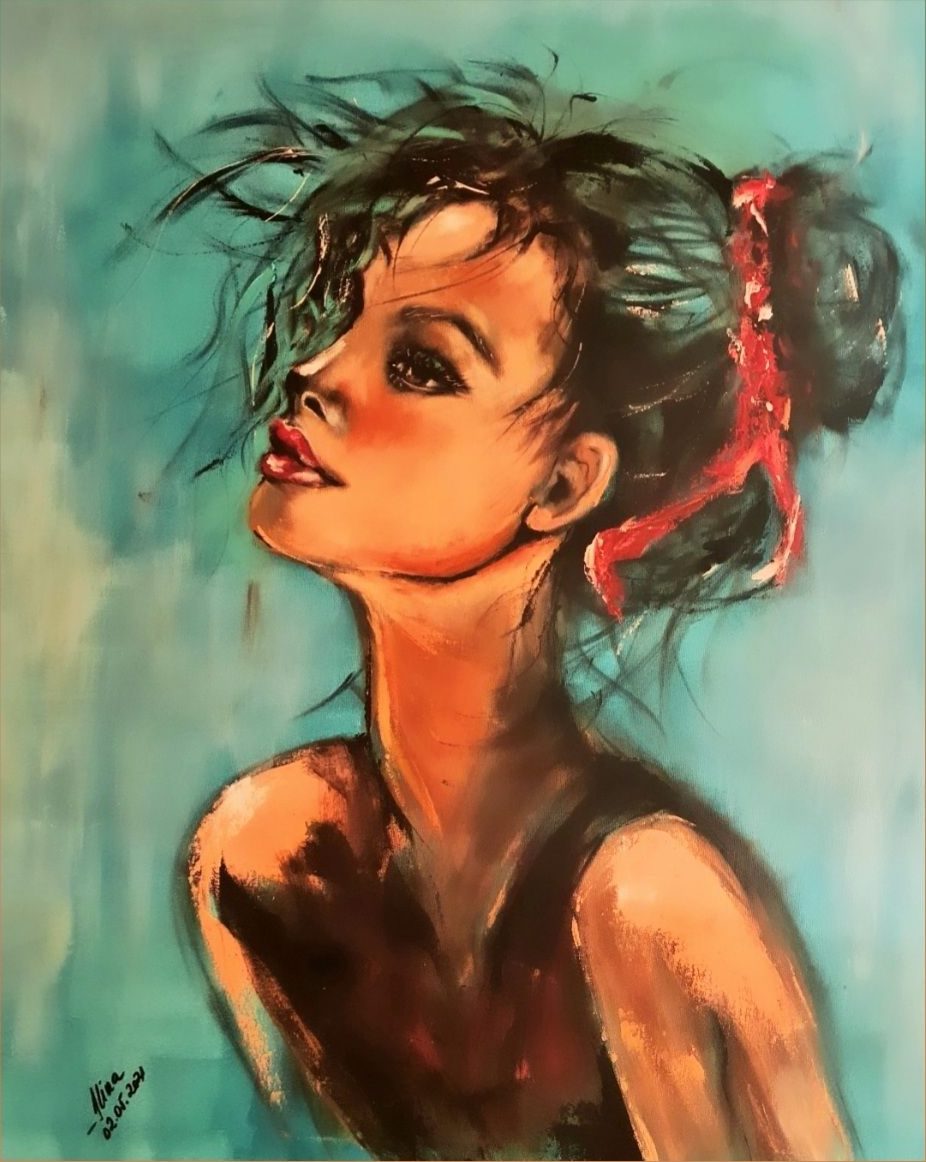 ArteDiAlina.com painting: wearing the hair up
